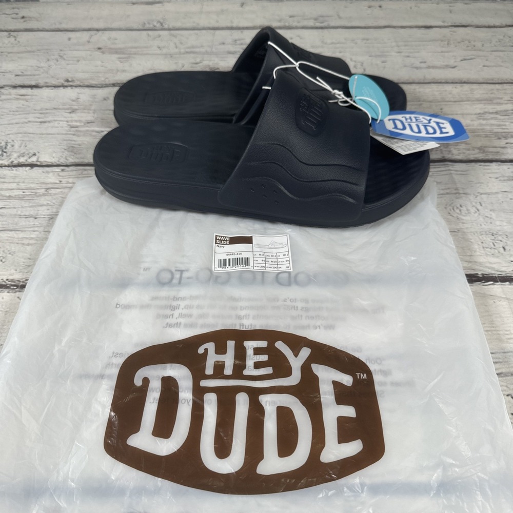 Hey Dude Wave Slide Mens Sandals Size 11 NWT Navy Blue